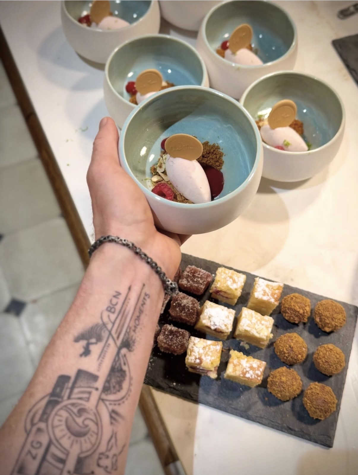 Chef plating petit fours